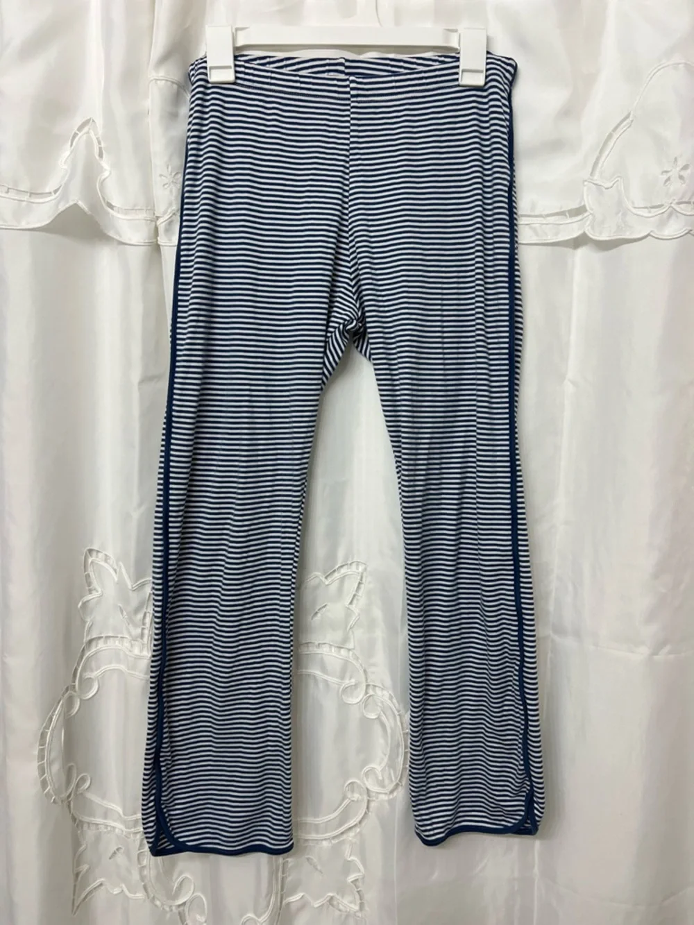 Lake Pima Cotton Pajama Pants Small Navy White Stripe Lounge Sleep Pants